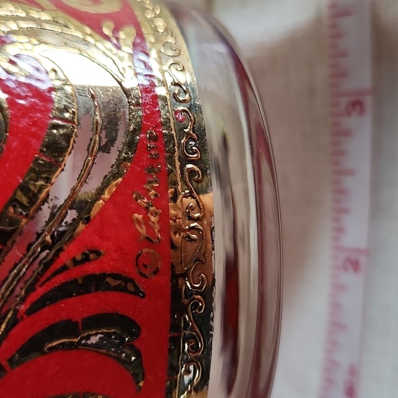 Culver Red with Gold Scroll Lowball Glasses Set of 5 - Picture 9 of 9